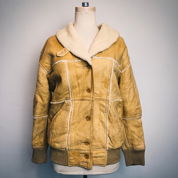 Vintage Jackets & Blazers - Vintage Shearling Suede Bomber Jacket